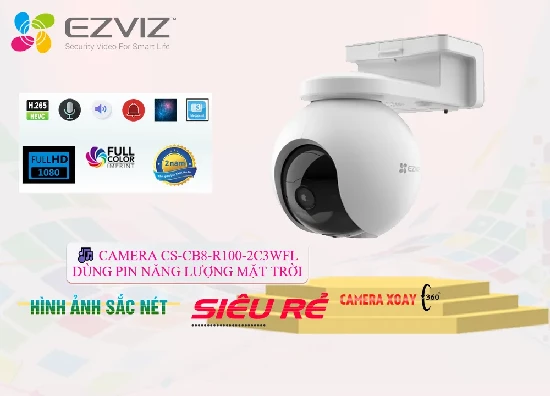 Camera wifi CS-CB8-R100-2C3WFL chính hãng Ezviz là một thiết bị an ninh đáng tin cậy với chất lượng hình ảnh sắc nét 2K, tính năng đàm thoại 2 chiều, báo động AI thông minh và sử dụng pin sạc năng lượng mặt trời, nó là một giải pháp lý tưởng cho việc giám sát và bảo vệ ngôi nhà hoặc công ty của bạn
