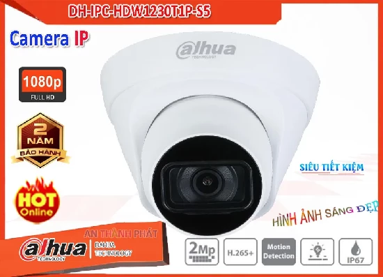 Cung cấp và lắp đặt camera IP DH-IPC-HDW1230T1P-S5 chính hãng Dahua phục vụ giám sát an ninh với chất lượng hình ảnh sắc nét Full HD 1080P cả ngày lẫn đêm, hình ảnh hiển thị màu sắc chân thực sáng đẹp, chống ngược sáng hiệu quả