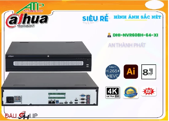 Đầu Ghi Camera  DHI-NVR608H-64-XI với thông số quan trọng Trang Bị Công Nghệ AI lưu trữ lâu hơn H.265+/H.265/H.264+/H.264 Được trang bị công nghệ IP Chắc Chắn Đầu Ghi 64 kênh