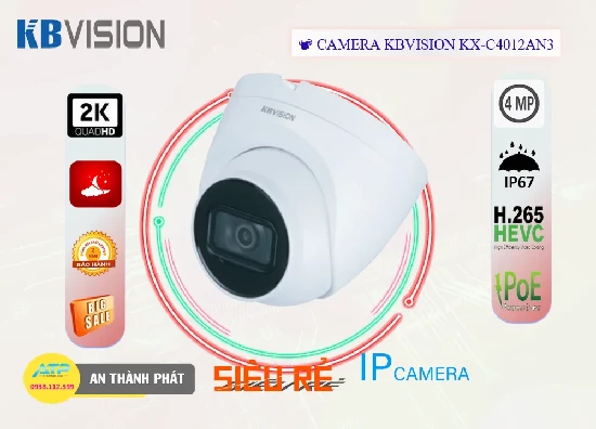 Lắp đặt camera IP KX-C4012AN3 chính hãng Kbvision giá thành tiết kiệm cung cấp hình ảnh với độ phân giải 4MP, cảm biến Sony Starvis, khả năng quan sát ban đêm và tính năng chống ngược sáng thực WDR, nó mang đến chất lượng hình ảnh cao và khả năng giám sát hiệu quả
