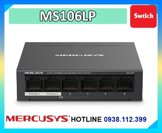 Lắp đặt camera Switch 6 Port Mercusys MS106LP