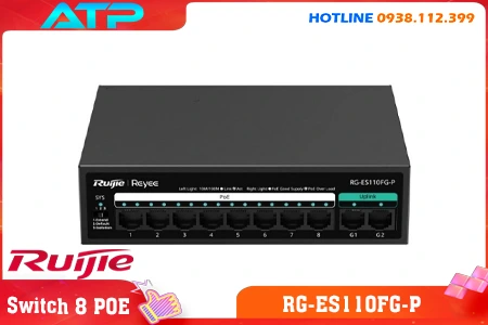 Lắp đặt camera Switch Ruijie 8 Cổng PoE RG-ES110FG-P