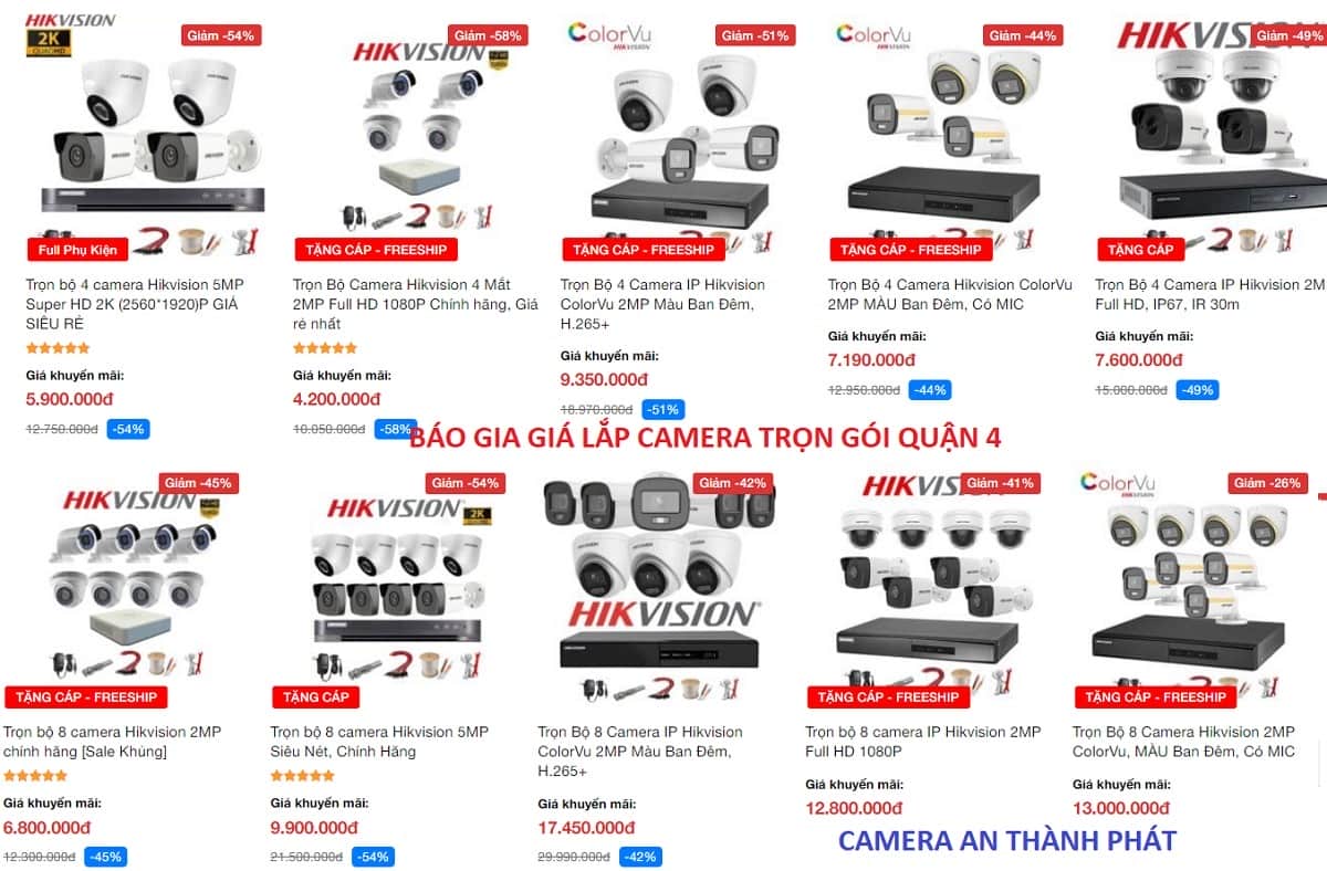 báo giá lắp camera quạn 4 trọn bộ 4 camera