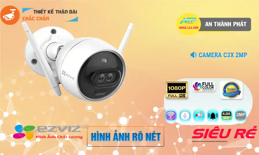 C3X 2MP sắc nét Wifi Ezviz C3X 2MP sắc nét Wifi Ezviz