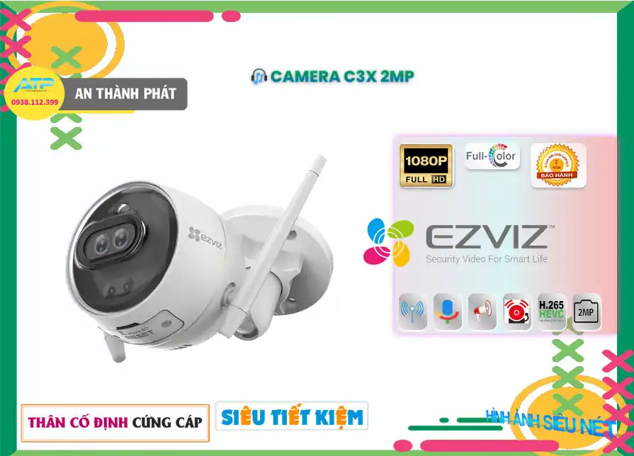 C3X 2MP sắc nét Wifi Ezviz C3X 2MP sắc nét Wifi Ezviz
