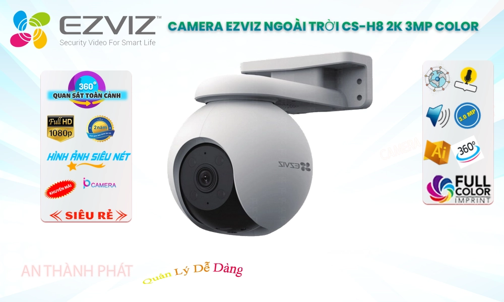 CS-H8 2K 3MP Color Camera Wifi Không Dây Wifi Ezviz Đang giảm giá