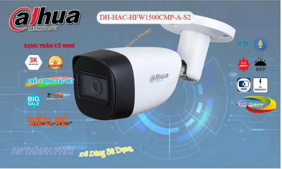 ➠  DH-HAC-HFW1500CMP-A-S2 sắc nét Dahua