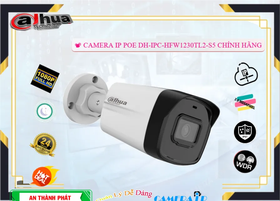 Camera An Ninh Dahua DH-IPC-HFW1230TL2-S5 Chức Năng Cao Cấp Camera An Ninh Dahua DH-IPC-HFW1230TL2-S5 Chức Năng Cao Cấp