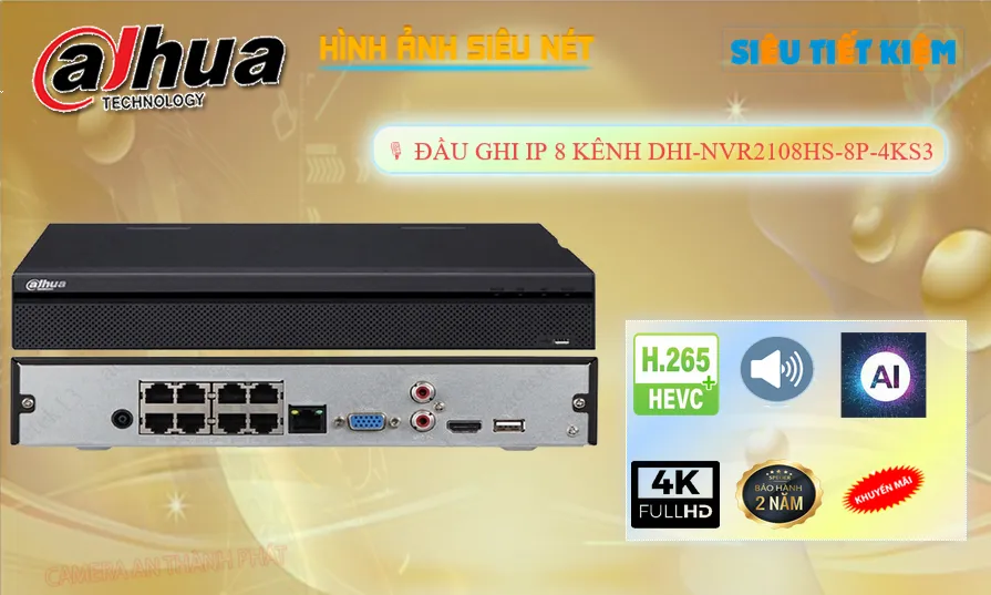 DHI-NVR2108HS-8P-4KS3 sắc nét Dahua DHI-NVR2108HS-8P-4KS3 sắc nét Dahua