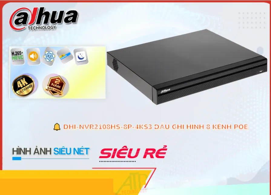 DHI-NVR2108HS-8P-4KS3 sắc nét Dahua DHI-NVR2108HS-8P-4KS3 sắc nét Dahua