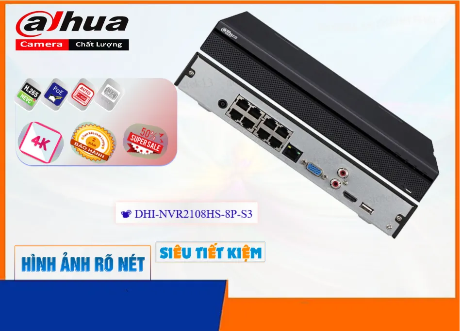Đầu ghi Dahua DHI-NVR2108HS-8P-S3 Đầu ghi Dahua DHI-NVR2108HS-8P-S3