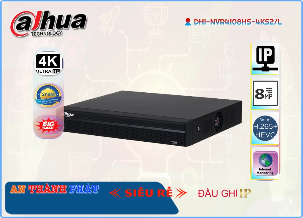 DHI-NVR4108HS-4KS2-L sắc nét Dahua DHI-NVR4108HS-4KS2-L sắc nét Dahua