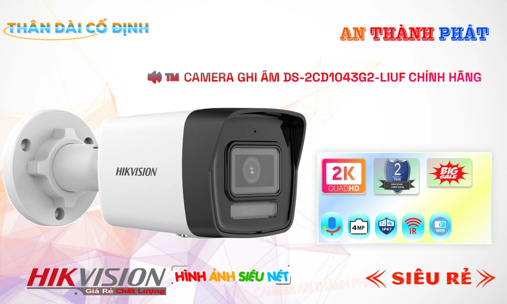 Camera IP Hikvision DS-2CD1043G2-LIUF Tiết Kiệm Camera IP Hikvision DS-2CD1043G2-LIUF Tiết Kiệm