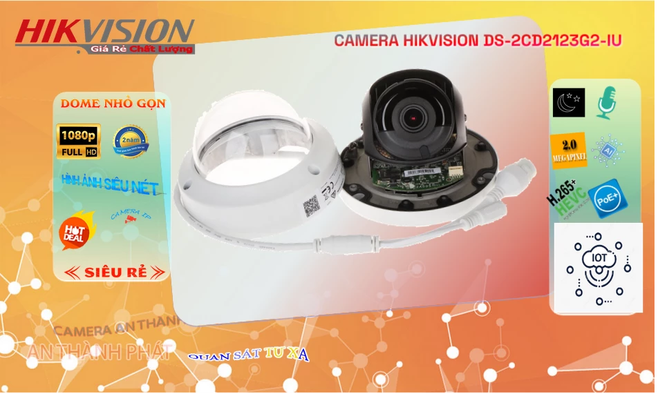 ➠  DS-2CD2123G2-IU sắc nét Hikvision