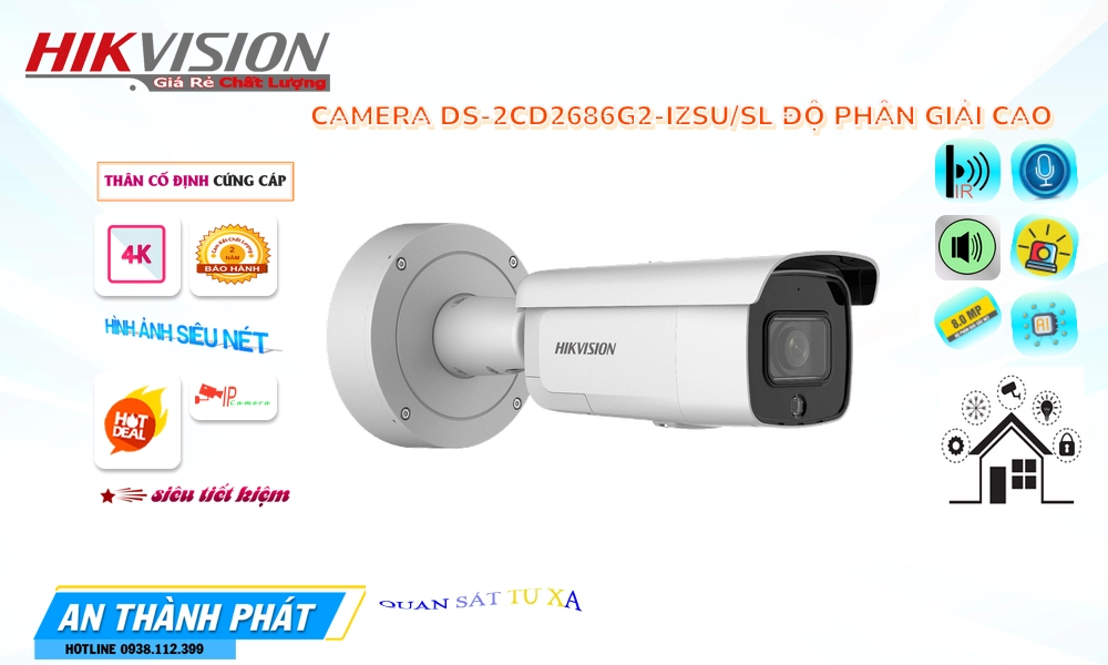 Camera Hikvision DS-2CD2686G2-IZSU/SL Mẫu Đẹp