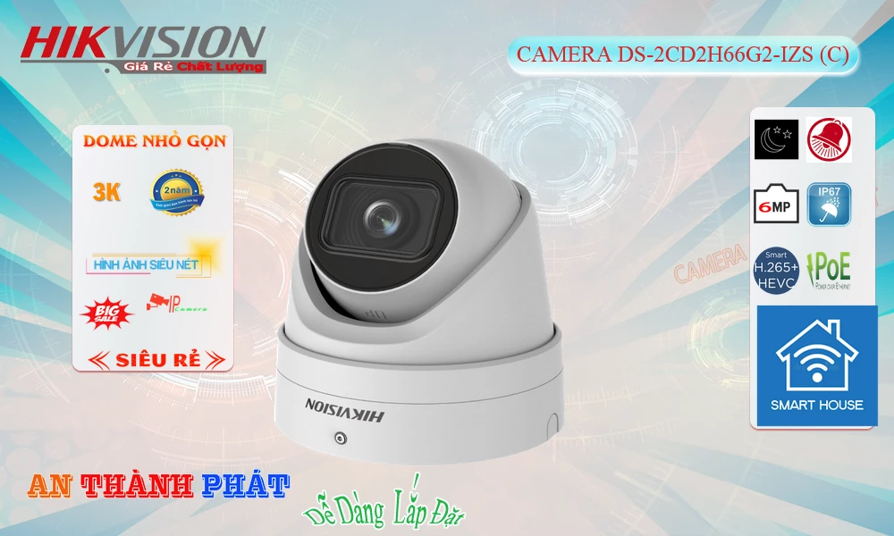 DS-2CD2H66G2-IZS(C) sắc nét Hikvision