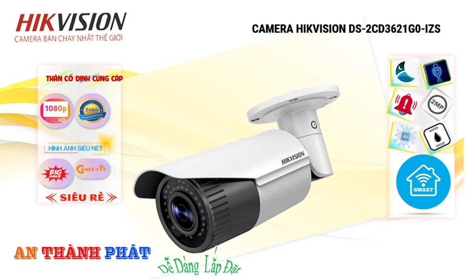 DS-2CD3621G0-IZS sắc nét Hikvision