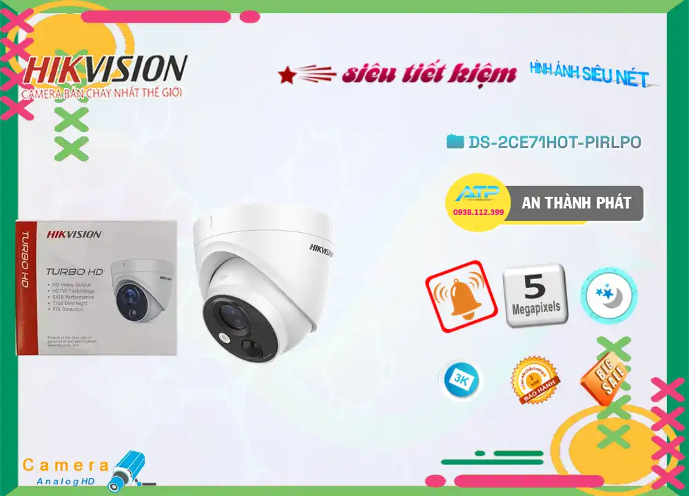 DS-2CE71H0T-PIRLPO sắc nét Hikvision