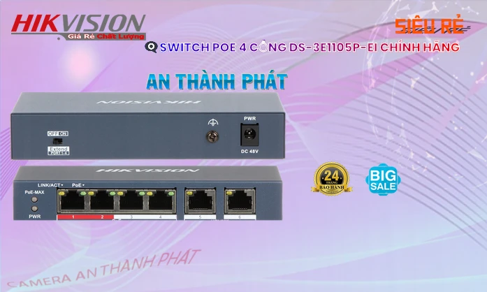 Hikvision DS-3E1105P-EI Switch chuyển đổi mạng Hikvision DS-3E1105P-EI Switch chuyển đổi mạng