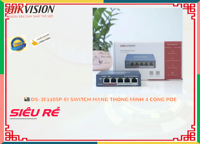 Hikvision DS-3E1105P-EI Switch chuyển đổi mạng Hikvision DS-3E1105P-EI Switch chuyển đổi mạng