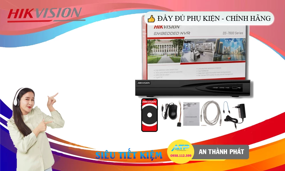 ➠  DS-7604NI-K1/4P (C) sắc nét Hikvision