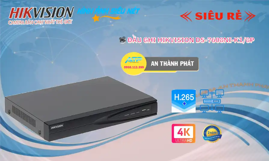 DS-7608NI-K1/8P sắc nét Hikvision DS-7608NI-K1/8P sắc nét Hikvision