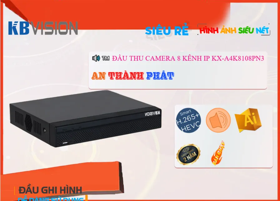 Đầu Ghi KBvision Thiết kế Đẹp KX-A4K8108PN3 Đầu Ghi KBvision Thiết kế Đẹp KX-A4K8108PN3